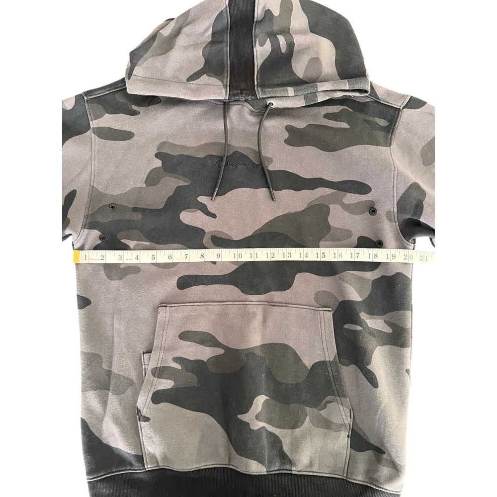 Champion Tech Weave Mens Small Camo Hoodie Pullover S9345 5529 Gray Black - Picture 9 of 11
